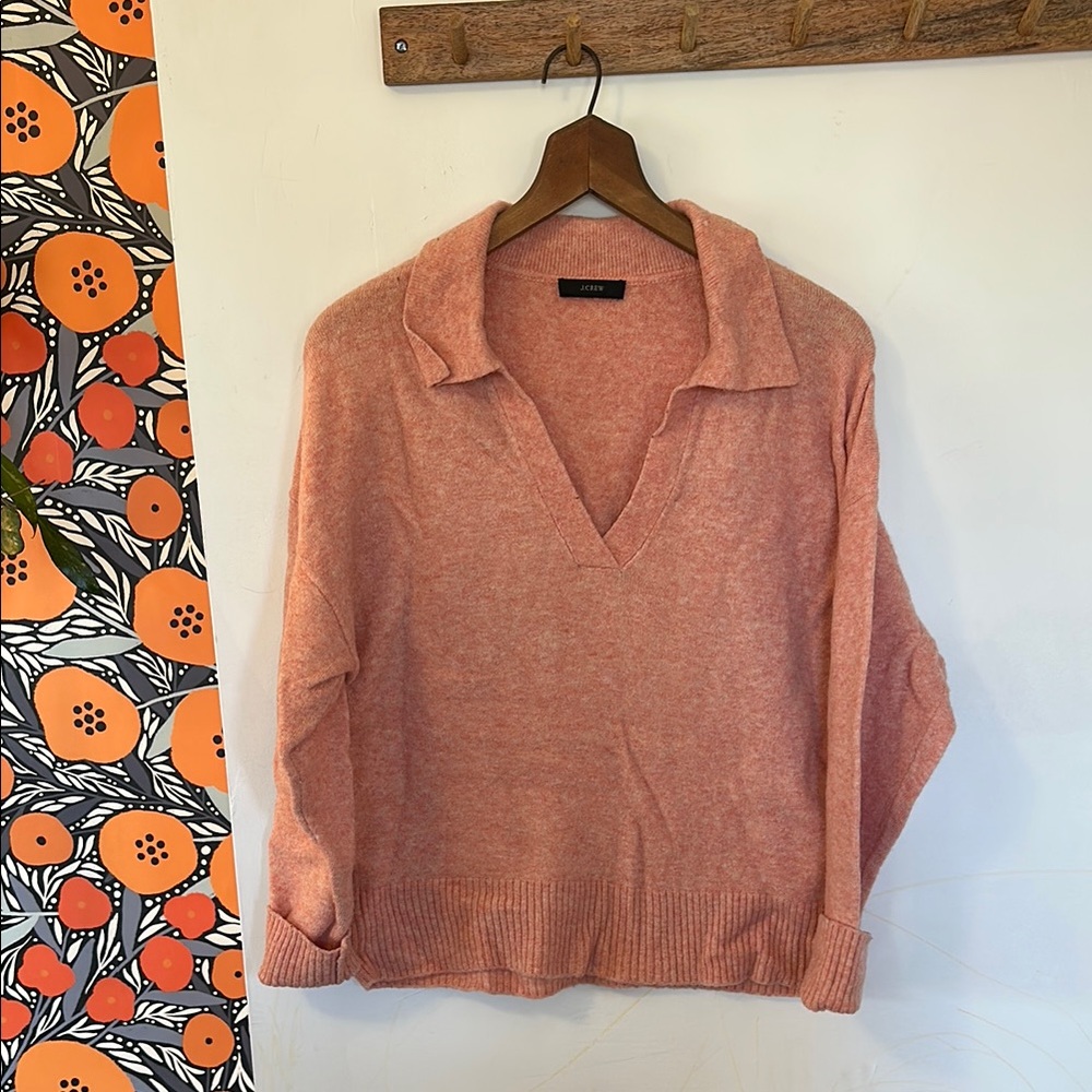 Cozy Orange J Crew V-Neck Sweater medium